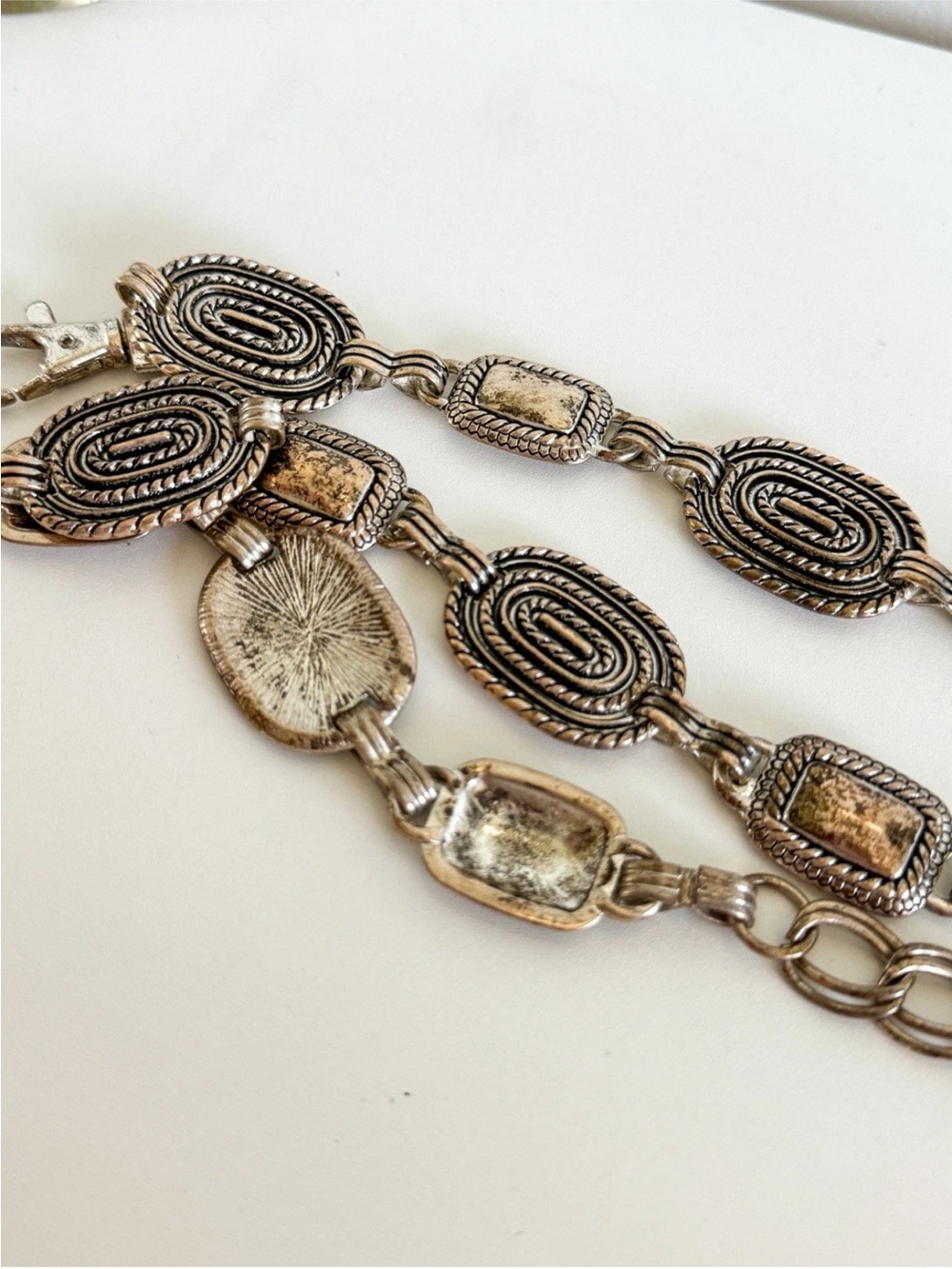 Vintage Western Boho Gypsy Silver Tone Chain Belt